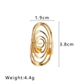 Exaggerated golden stainless steel spiral hollow ring with oval geometric design - Spiral Oval Hollow Style (NB-R2023259) / Gold