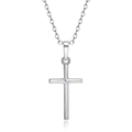 Hip hop square zircon cross pendant necklace in silver with polished O-chain for unisex - Simple Style / Silver