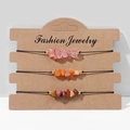 Dreiteiliges Boho-Armband-Set mit unregelmäßigen rosa und orangefarbenen Natursteinen - FK0067 Pink Orange Rot Braun Set