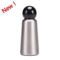 Gourde isotherme en inox argent mat avec bouchon sphérique noir pour sport et école - Argent Style A