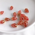 Red resin strawberry pendant with pearl seeds and gold loop for DIY jewelry making - 6# Translucent Red