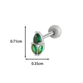 Piercing cartilage argenté avec zircone vert goutte et marquise de 0,71 cm x 0,35 cm - Style 1 / Argenté
