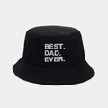 Détail d'un chapeau bob en coton avec coutures parallèles et logo Best Dad Ever imprimé - BEST DAD EVER (13# Noir)
