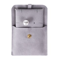 Gray microfiber jewelry snap pouch with matching inner card and metallic button - Microfiber with Insert (Light Purple) / 8x8cm