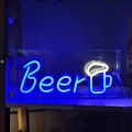 Blue LED Beer neon sign with white foam on a clear acrylic board for bar decor - Blue (3D Box)