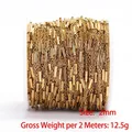 2mm width 14k gold-plated stainless steel cylinder link chain for DIY jewelry making - Tube Chain (N0113) / 2mm (2 Meters/Pack) / Gold
