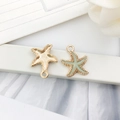 Zinc alloy starfish charms with gold plating and light green enamel for DIY jewelry - Ocean Starfish