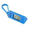 Blue triangular digital clip-on watch for students featuring a carabiner and side buttons - Rectangular Hanging Watch / Sapphire Blue