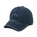 Casquette de baseball en coton délavé bleu marine avec broderie cœur blanc rétro - M (56-58cm) / Bleu marine