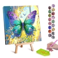 DIY diamond painting kit with colorful butterfly pattern and wooden easel display - Colorful Butterfly Style (4) / 20x30cm