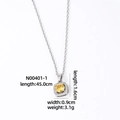 Macro shot showing dimensions and silver chain with yellow zircon pendant details - Yellow Style (N00401-1)