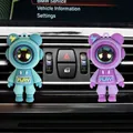 Astronaut bear car air vent clips in teal and purple colors for interior decoration - Green+Purple (Set of 2)