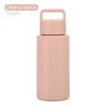 Insulated 1L stainless steel water bottle in creamy apricot with portable handle lid - 1 L / Handle Lid / Creamy Apricot - Handle Lid