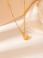 Golden letter J pendant necklace with beaded chain on champagne silk background - Gold Letter J