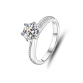 Elegant S925 sterling silver ring with a round brilliant moissanite in six-prong setting - Adjustable Open / Classic Prong Solitaire Style (FDJZ-024)