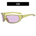 Y2K metallic gold-green narrow cycling sunglasses with translucent purple lenses - Transparent Green Frame Purple Lens