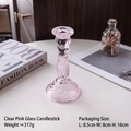 Portacandele in vetro rosa a spirale per arredamento, altezza mostrata di 16,2 cm - Grande Spirale Rotonda - Rosa