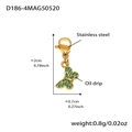 Golden stainless steel lobster clasp with green oil drip butterfly pendant 2cm charm - D186-4 Gold Butterfly Enamel Pendant (Green) 2PCS