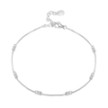 Silver S925 double layer bracelet with rectangular zircons and Figaro chain link - Platinum Plated Rectangle CZ Bracelet 1.6g