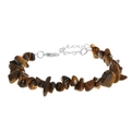 Adjustable tiger eye natural stone chip bracelet with silver lobster clasp and tail chain - Tiger's Eye