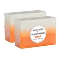 Twee stukken Kojic Acid en Glutathione zeep van 100g met een oranje en witte kleurovergang - Kojiczuur + Glutathion / 100g (Nr. 16 Label)