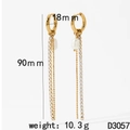 Detailed size specifications for gold zircon tassel earrings measuring 90mm in length - Gold