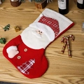 Festive red and white knit Christmas stocking featuring a 3D Santa Claus decoration - Red White Sock Santa