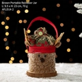 Christmas reindeer gift bag 9.5x23cm with plush brown material and red antlers - Brown Reindeer Style Handheld Jar