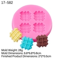 Pink silicone waffle mold with 4 cavities for miniature clay or candy crafts - 2# Pink Waffle Shape