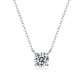Elegante collana in acciaio al titanio con zircone tondo singolo incastonato a quattro griffe - Argento