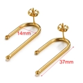 Golden U-shape stainless steel earring studs 14x37mm for jewelry making DIY - 37mm U-shape / Gold