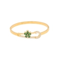 Gouden veiligheidsspeld armband met groene zirkoon bloem en fonkelende steentjes - Groene Speld Stijl