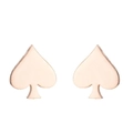 Minimalist light wood spade stud earrings with natural grain on white background - Spade Style (414) / Rose Gold
