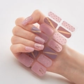 Pink and purple nail art stickers with gold stripes and silver dots design DQ030 - Pink Purple Gold Stripe Silver Polka Dot Letter Style (DQ3-014)
