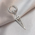 Single silver industrial geometric drop earring with polished bead for men - Triangle Geometric Pendant Hoop