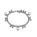 Titanium steel bracelet for women featuring heart charms and beads in a silver finish - Steel Color (KB109901-Z)