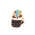 Broche émaillée en forme de plante grasse en pot colorée avec finition dorée - Pot Succulent Multicolore (C1077-2)