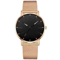 Minimalist business watch with rose gold mesh band and sleek black dial for men and women - Rose Gold Case Black Dial Rose Gold Indices