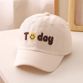 Beige Kinder-Baseballkappe aus Baumwolle mit Today-Stickerei und gelbem Smiley-Icon - Beige (Today)