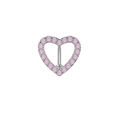 Polished silver heart-shaped belly ring set with pink zircon stones on white background - XY-22 Pink Zirconia Heart