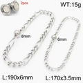 Silbernes Figaro-Kettenarmband-Set mit Magnetverschluss in 3,5 mm und 6 mm Breite - Figaro-Kette - Kleine Größe (17cm) / Stahlfarben