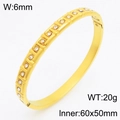 18K gold-plated titanium bangle with square grid zircon inlay, 6mm width, 60x50mm inner diameter - Rectangular Grid Style (KB210746-KSZ)