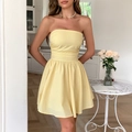 Elegant yellow strapless mini dress for women with a sleek and sophisticated design - L / Yellow