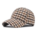 Casquette de baseball épaisse en laine à motif pied-de-poule et visière courbée classique - Réglable / Pied-de-poule Kaki