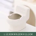 Posacenere creativo in ceramica bianca a forma di WC, portaoggetti, misura 12,5x8,2x11,1cm - Bianco