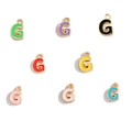 Colorful enamel letter G charms in eight colors with gold alloy plating for DIY jewelry - Letter G / Black