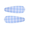 Détail de barrettes à carreaux vichy bleu et blanc avec bords festonnés décoratifs - Pince BB Festonnée (Lot de 2) / Vichy bleu clair