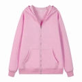 Casual oversized roze zip-up hoodie voor dames en tieners van zacht gebreid katoen - Roze