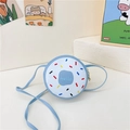 Sky blue donut cross-body bag for girls featuring colorful sprinkles and Hello text - Blue
