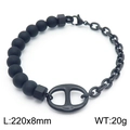 Matte black pig nose link bracelet with H-shaped buckle for men and women - Black Color (KB170134-KLHQ)